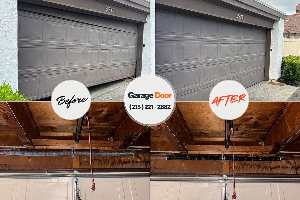 Before and after: garage door repair Hominy, OK